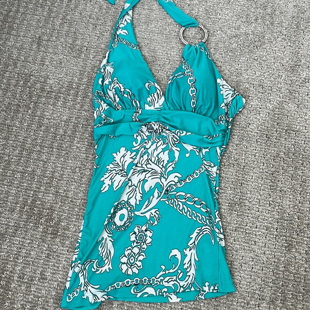 O’linda halter top with rhinestone detail